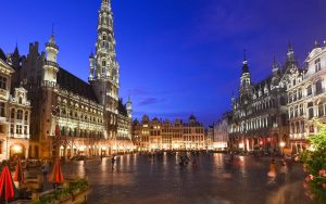 Majestic Brussels Grand Place illuminated at dusk, Belgium